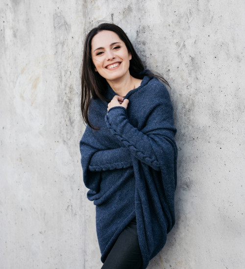 Steel Blue Alpaca Cocoon Cardigan | ekuboo