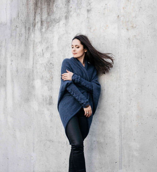 Steel Blue Alpaca Cocoon Cardigan | ekuboo