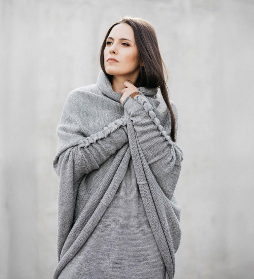 Light Gray Alpaca Cocoon Cardigan | ekuboo