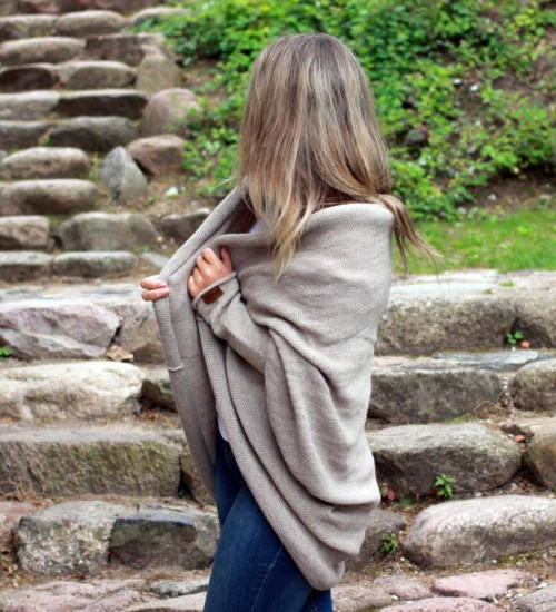 Beige Alpaca Cocoon Cardigan | ekuboo