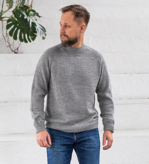 Light Gray Alpaca Raglan Sweater for Men | ekuboo