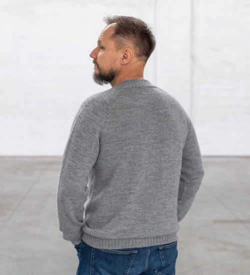 Light Gray Alpaca Raglan Sweater for Men | ekuboo