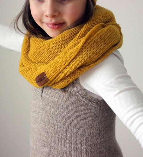 Mustard Alpaca English Rib Infinity Scarf | ekuboo