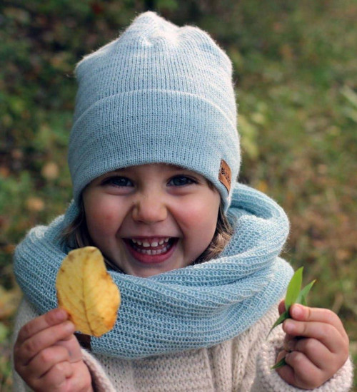 Alpaca English Rib Infinity Scarf – Light Blue | ekuboo