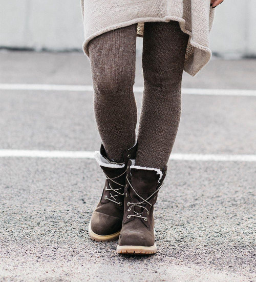 Mocha Brown Baby Alpaca Wool Leggings for Women