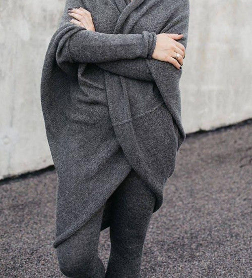 Dark Gray Baby Alpaca Wool Leggings for Women