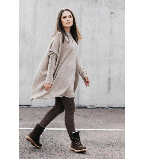 Mocha Brown Baby Alpaca Wool Leggings for Women
