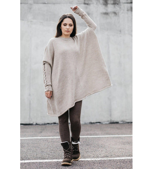 Mocha Brown Baby Alpaca Wool Leggings for Women