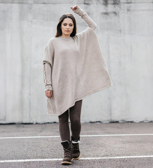 Dark Gray Baby Alpaca Wool Leggings for Women