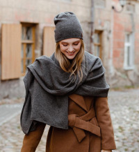 Cashmere Double Layer Hat – Dark Gray | 100% Pure Cashmere Beanie