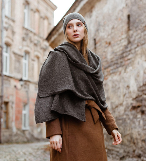 Cashmere Scarf – Dark Gray| 100% Pure Cashmere, Plain Knit