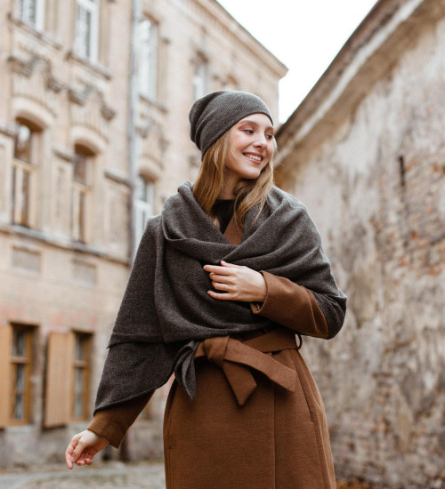 Cashmere Scarf – Dark Gray| 100% Pure Cashmere, Plain Knit