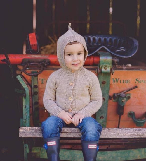 Beige Baby Alpaca Kids Hooded Cardigan – Soft, Warm & Hypoallergenic
