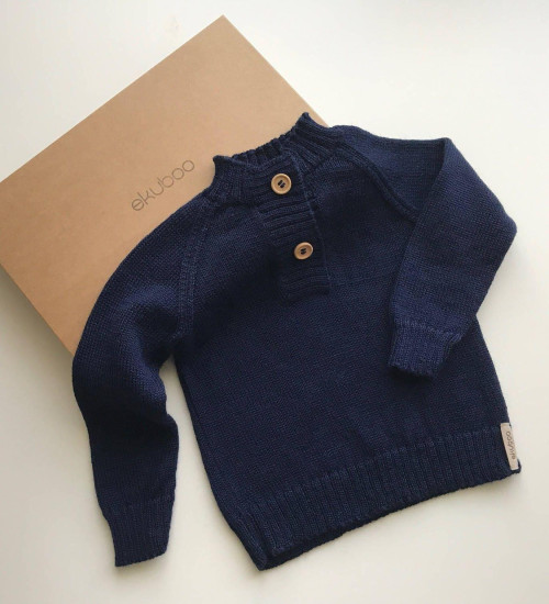 Navy Blue Baby Alpaca Kids Sweater – Soft, Warm & Hypoallergenic