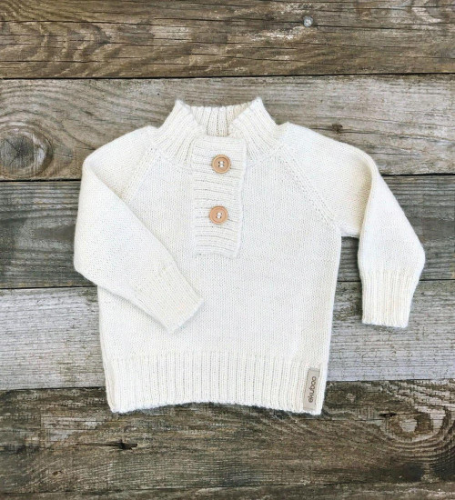 Natural White Baby Alpaca Kids Sweater – Soft, Warm & Hypoallergenic